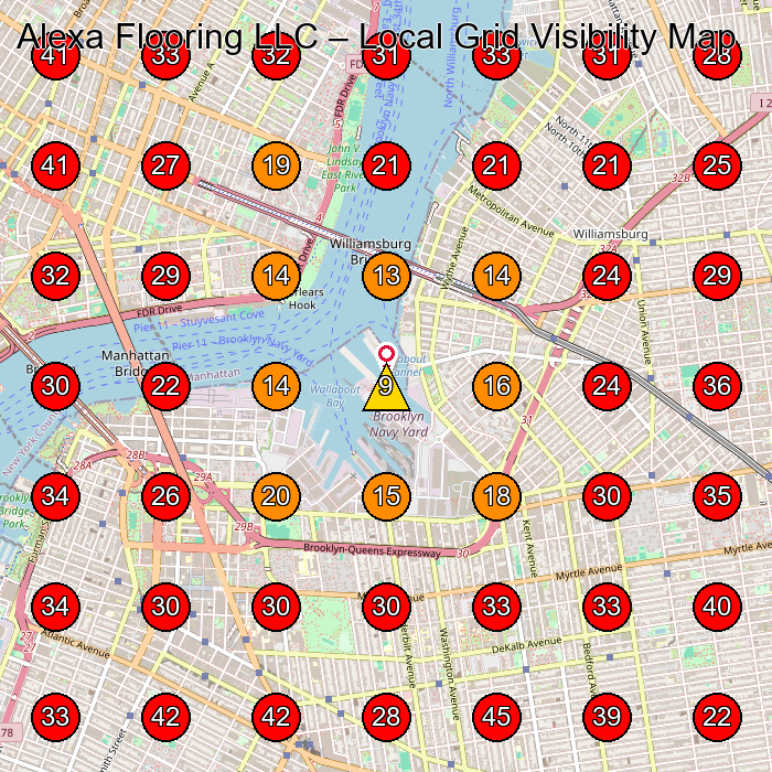 Alexa Flooring LLC GeoGrid visibility map for Flooring Contractor in Brooklyn